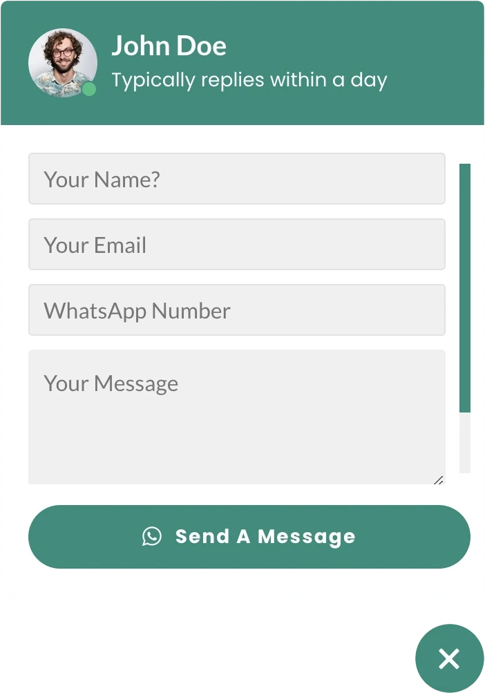 Single Form Bubble Layout WhatsApp Chat Support