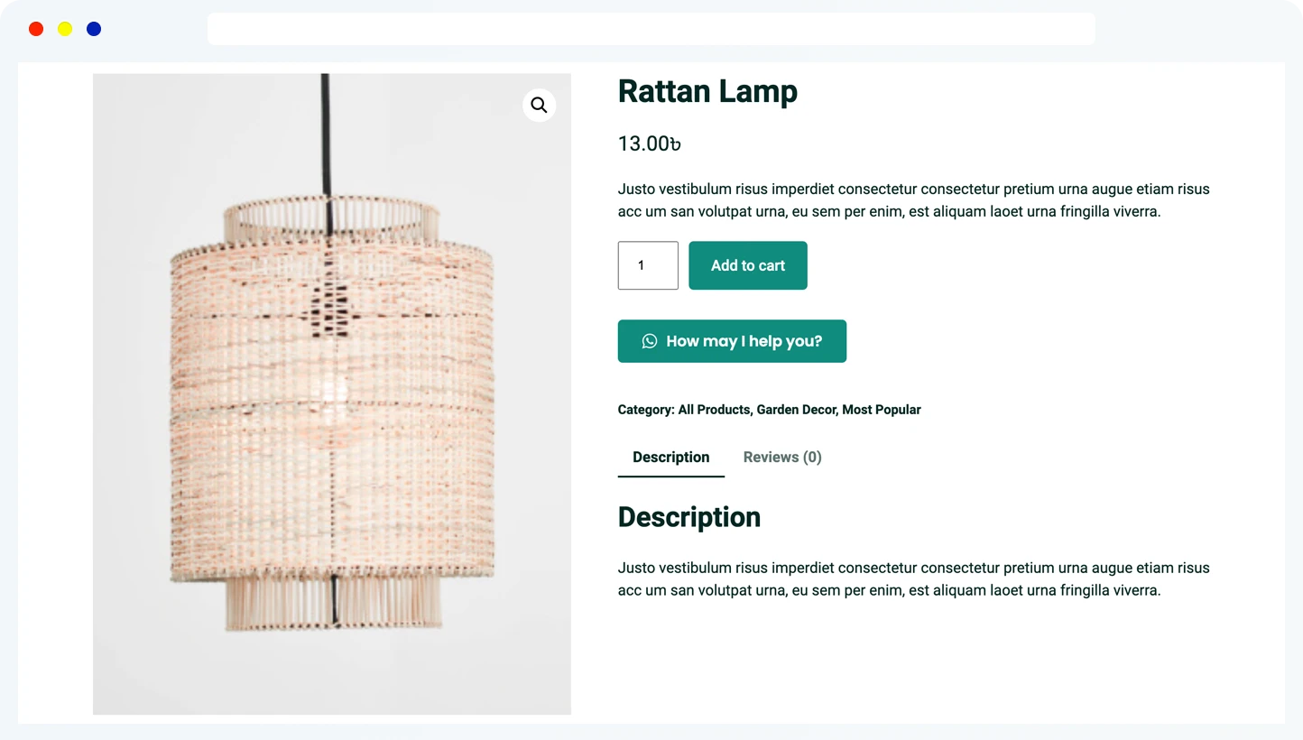 WhatsApp Button for WooCommerce Product Page
